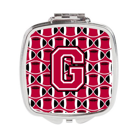 CJ1079-GSCM Letter G Football Crimson & White Compact Mirror