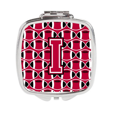 Letter I Football Crimson & White Compact Mirror
