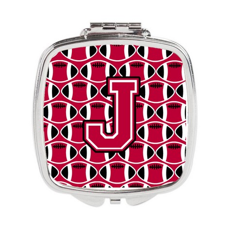 Letter J Football Crimson & White Compact Mirror