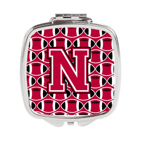 Letter N Football Crimson & White Compact Mirror