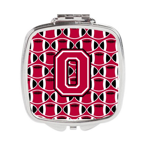 Letter O Football Crimson & White Compact Mirror