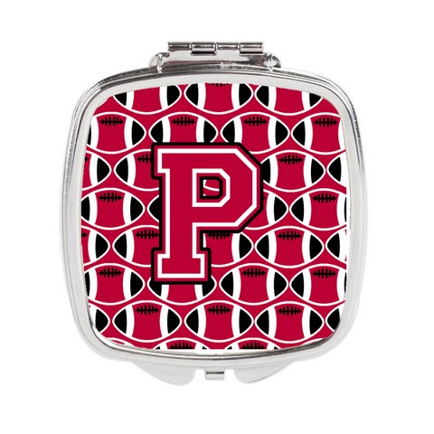 Letter P Football Crimson & White Compact Mirror
