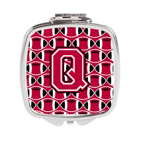 Letter Q Football Crimson & White Compact Mirror