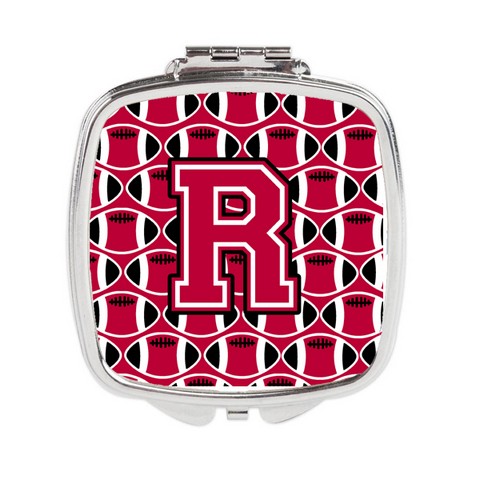 Letter R Football Crimson & White Compact Mirror
