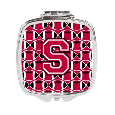Letter S Football Crimson & White Compact Mirror