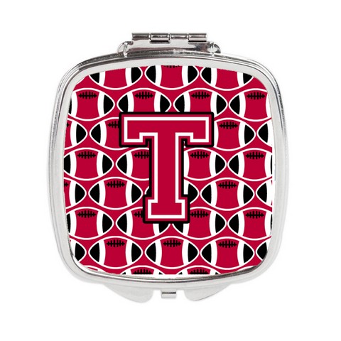 Letter T Football Crimson & White Compact Mirror