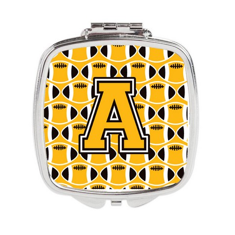 Letter A Football Black - Old Gold & White Compact Mirror