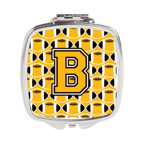 Letter B Football Black - Old Gold & White Compact Mirror