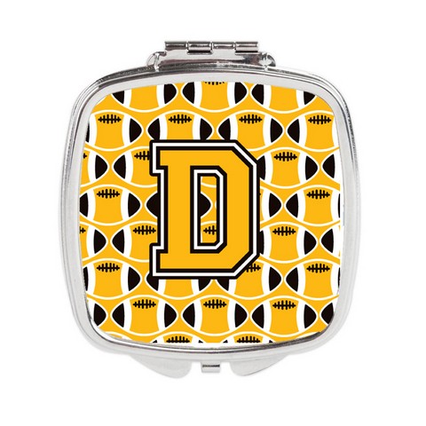 Letter D Football Black - Old Gold & White Compact Mirror