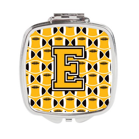 Letter E Football Black - Old Gold & White Compact Mirror
