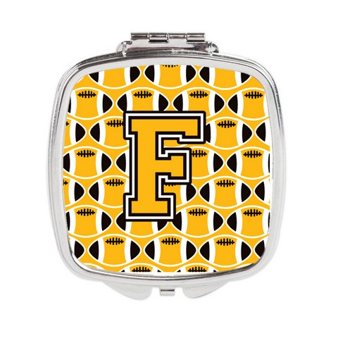 Letter F Football Black - Old Gold & White Compact Mirror