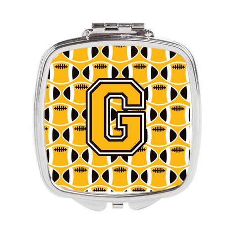 Letter G Football Black - Old Gold & White Compact Mirror
