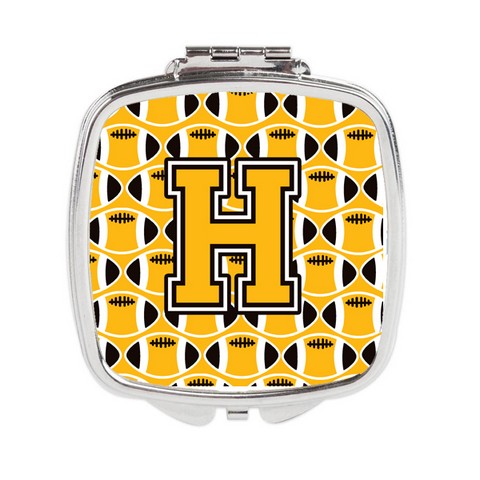 Letter H Football Black - Old Gold & White Compact Mirror
