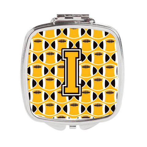 Letter I Football Black - Old Gold & White Compact Mirror
