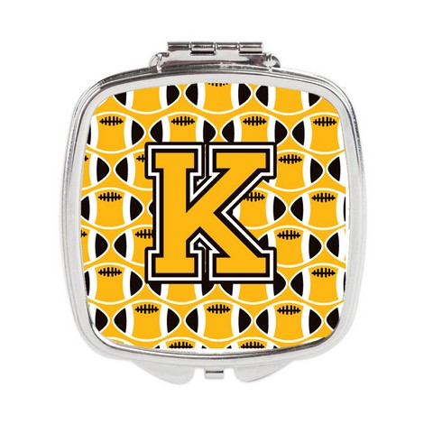 Letter K Football Black - Old Gold & White Compact Mirror