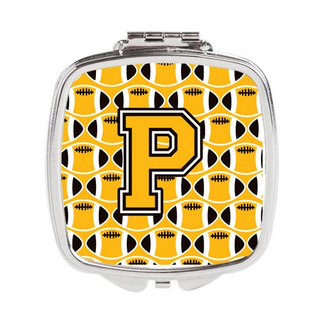 Letter P Football Black - Old Gold & White Compact Mirror