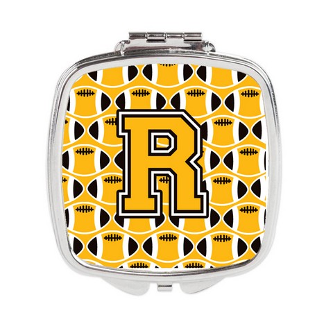 Letter R Football Black - Old Gold & White Compact Mirror