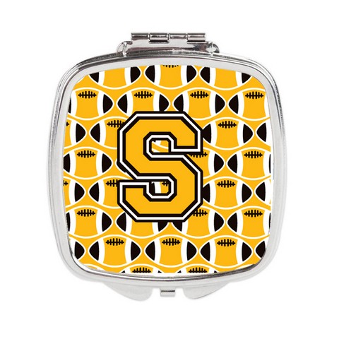 Letter S Football Black - Old Gold & White Compact Mirror