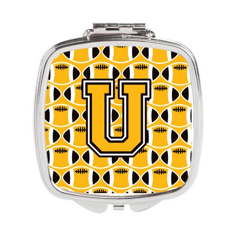 Letter U Football Black - Old Gold & White Compact Mirror