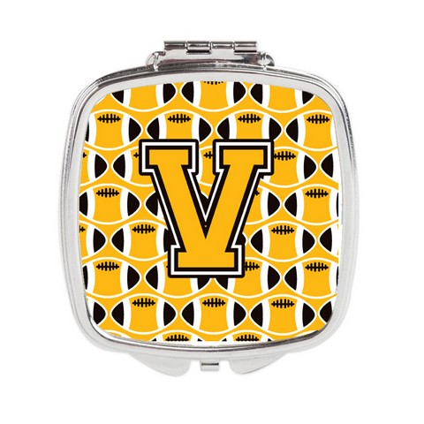 Letter V Football Black - Old Gold & White Compact Mirror