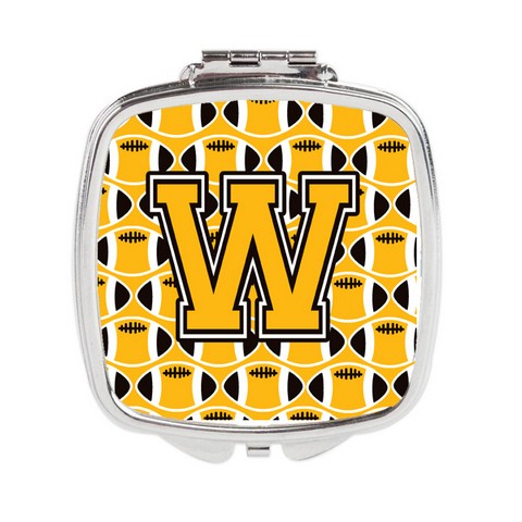 Letter W Football Black - Old Gold & White Compact Mirror