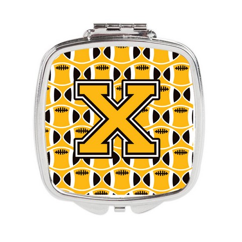 Letter X Football Black - Old Gold & White Compact Mirror