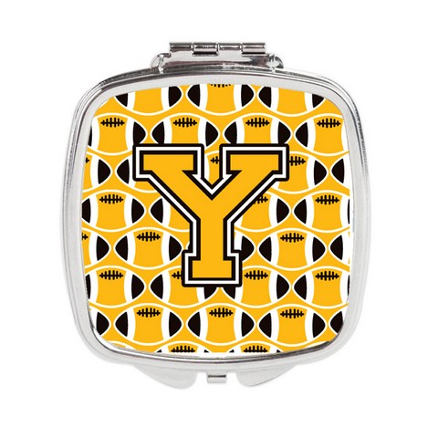 Letter Y Football Black - Old Gold & White Compact Mirror