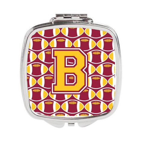 Letter B Football Maroon & Gold Compact Mirror