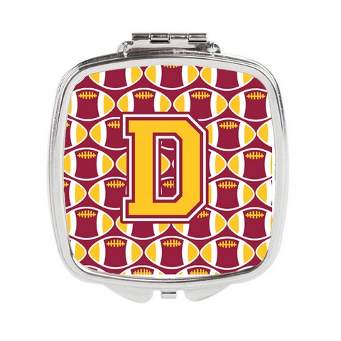 CJ1081-DSCM Letter D Football Maroon & Gold Compact Mirror