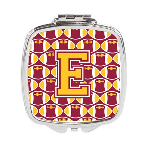 Letter E Football Maroon & Gold Compact Mirror - Maroon & Gold