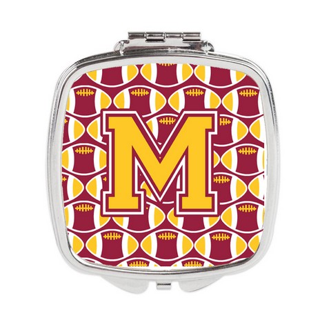 Letter M Football Maroon & Gold Compact Mirror