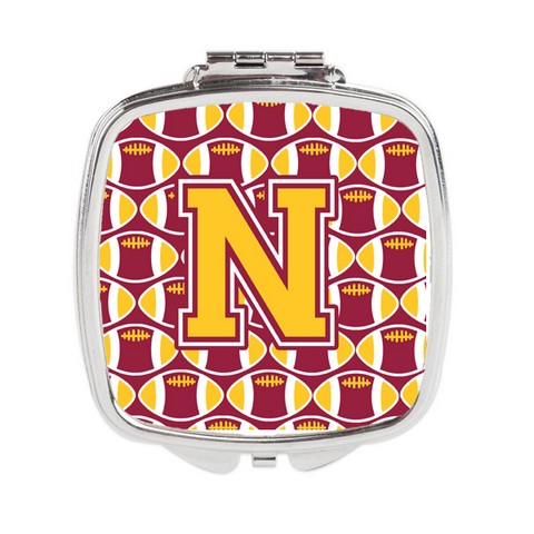 CJ1081-NSCM Letter N Football Maroon & Gold Compact Mirror