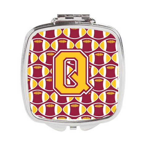 CJ1081-QSCM Letter Q Football Maroon & Gold Compact Mirror