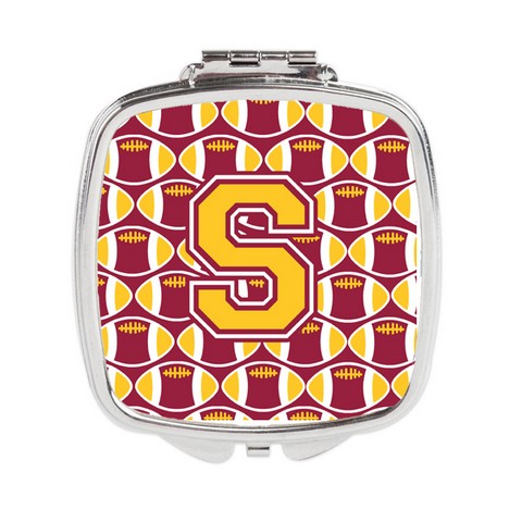 Letter S Football Maroon & Gold Compact Mirror