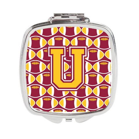 CJ1081-USCM Letter U Football Maroon & Gold Compact Mirror