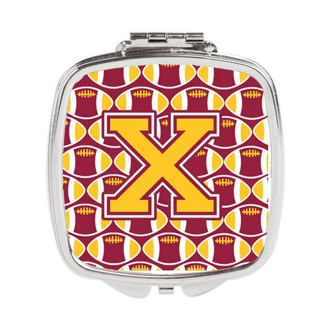 Letter X Football Maroon & Gold Compact Mirror