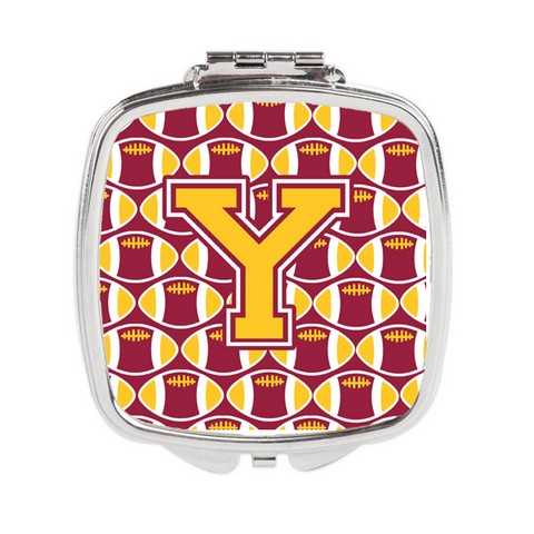 Letter Y Football Maroon & Gold Compact Mirror