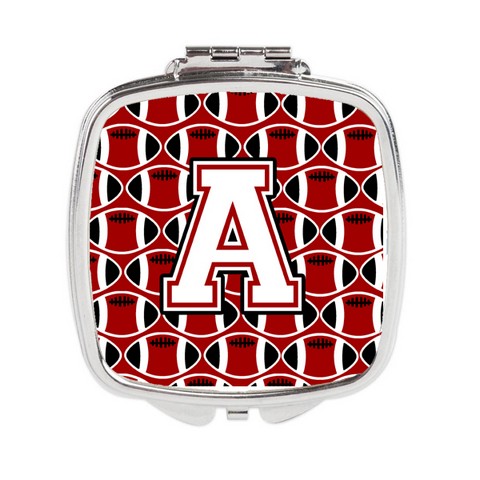 Letter A Football Cardinal & White Compact Mirror
