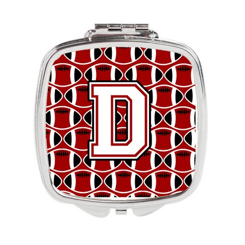CJ1082-DSCM Letter D Football Cardinal & White Compact Mirror