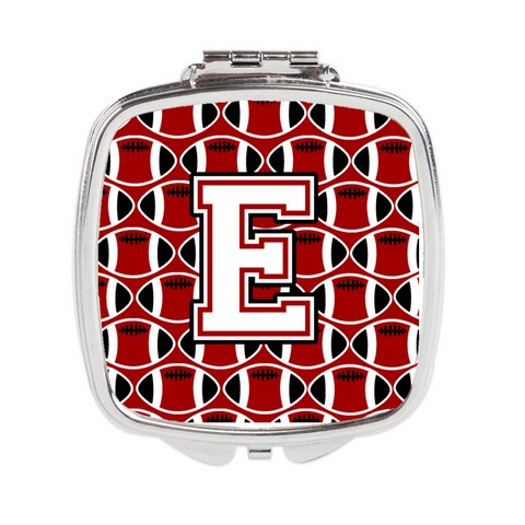 CJ1082-ESCM Letter E Football Cardinal & White Compact Mirror