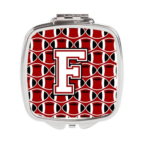 Letter F Football Cardinal & White Compact Mirror