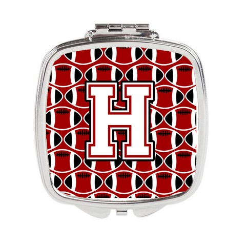 Letter H Football Cardinal & White Compact Mirror