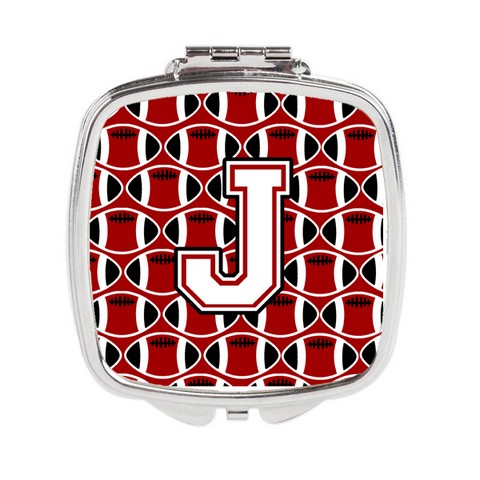 Letter J Football Cardinal & White Compact Mirror