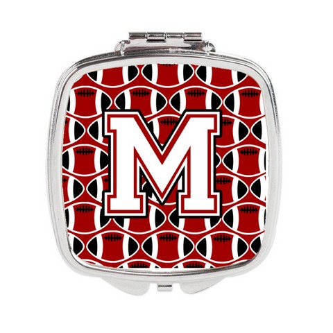 Letter M Football Cardinal & White Compact Mirror