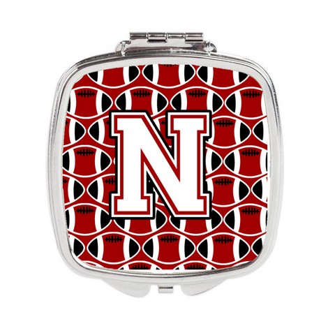 Letter N Football Cardinal & White Compact Mirror