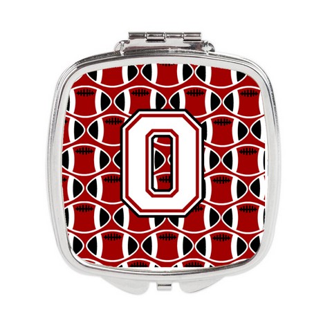 Letter O Football Cardinal & White Compact Mirror