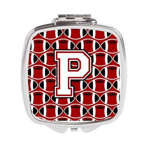 Letter P Football Cardinal & White Compact Mirror