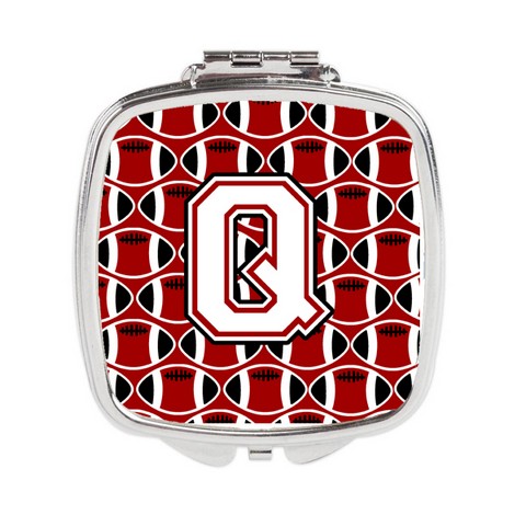 CJ1082-QSCM Letter Q Football Cardinal & White Compact Mirror