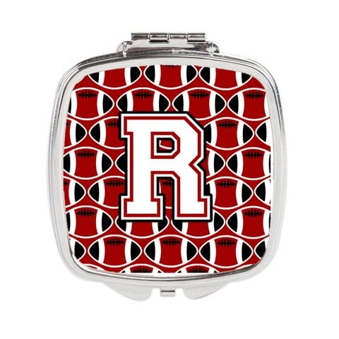 Letter R Football Cardinal & White Compact Mirror