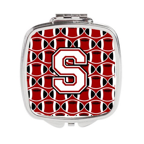 Letter S Football Cardinal & White Compact Mirror